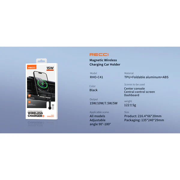 Recci Magnetic Wireless Charging Holder 15W