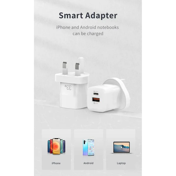 Recci GaN Dual Output Wall Charger 33W (UK Plug)