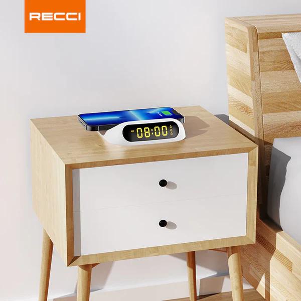 Recci Wireless Charger With Digital Alarm 15W