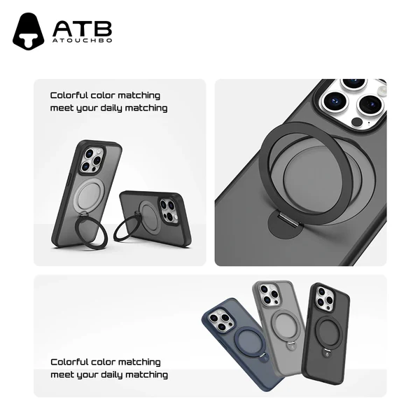 NJOYNY Magnetic Adjustable KickStand Ring Case