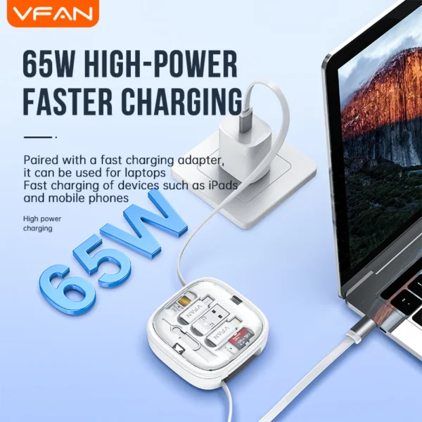 VFAN X21 Fast Charging Cable with Storage Case 8 in 1