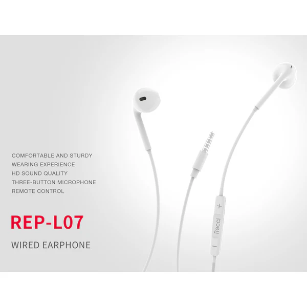 Recci Wired Earphone With 3.5mm Audio Jack