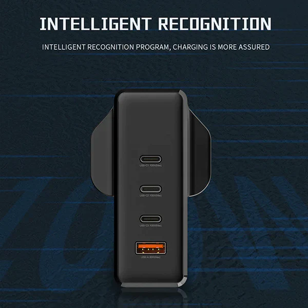 Recci 100W GaN 4 Ports Smart Charger (UK Plug)