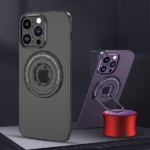 Magnetic Suction Ring Hole Matte Case With Hidden Stand