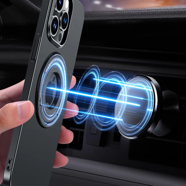 Magnetic Suction Ring Hole Matte Case With Hidden Stand