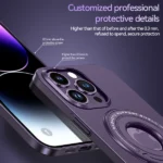 Magnetic Suction Ring Hole Matte Case With Hidden Stand