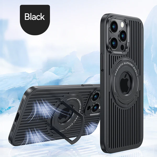 Breathable Magnetic Suction Ring Hole Matte Case With Hidden Stand