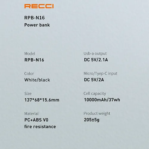 Recci Burton 4 Ports Power Bank 10000 mAh