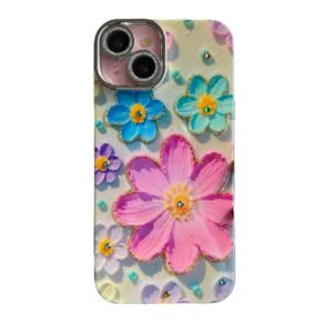 3D Flower case with lens glitter