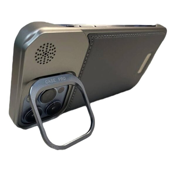 Premium Leather Hollowed-Out Design Case with Aluminum Back Without Frame With Camera Stand