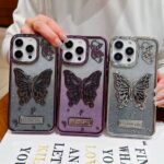 foldable butterfly stand case with removable glittery sheet