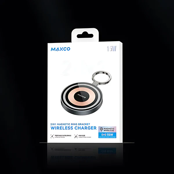 Maxco 2-in-1 Magnetic Ring Bracket Wireless Charger 15W
