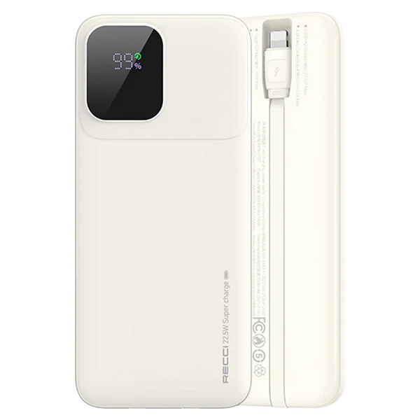 Recci Power Bank 10000mAh 22.5W with Built-In Cables Fast Charging