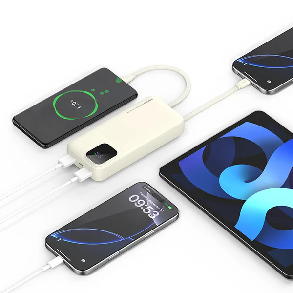 Recci Power Bank 10000mAh 22.5W with Built-In Cables Fast Charging