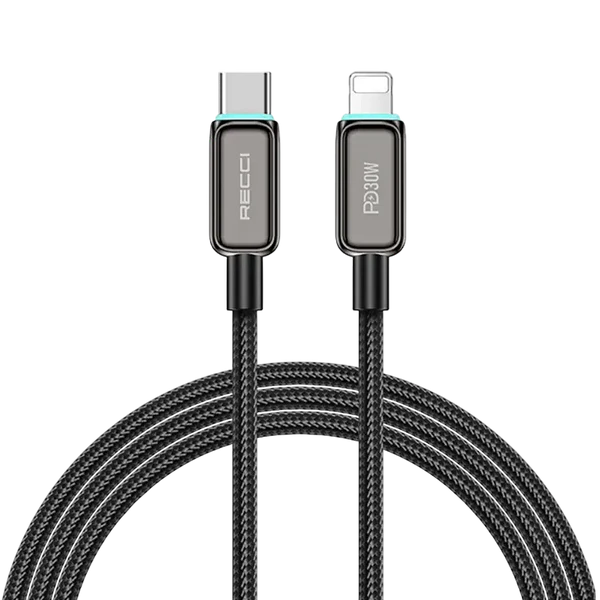 Recci Lamp Display Type-C to Lightning 30W Fast Charging Cable