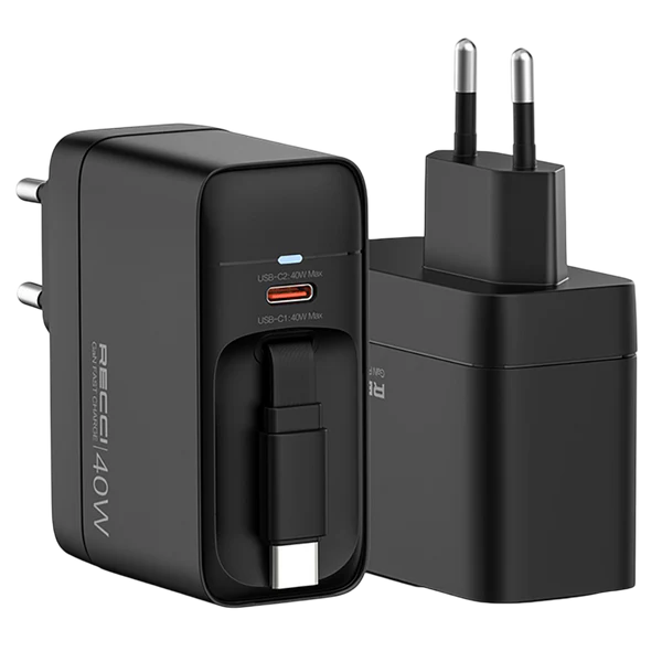 Recci 40W GaN Fast Charger with USB-C Cable