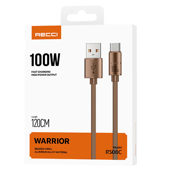 Recci Warrior Series 100W Fast Charging USB-A to Type-C Cable