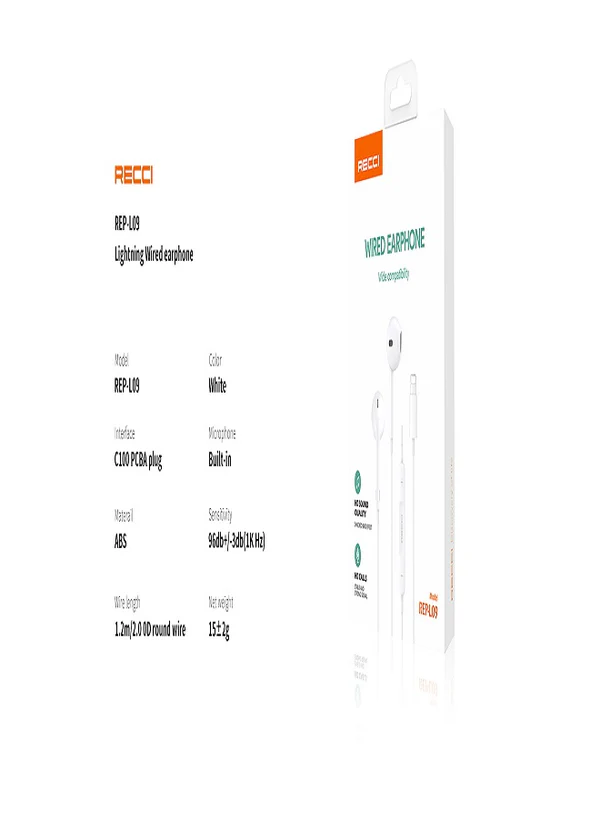 Recci WIRED EARPHONE REP-L09