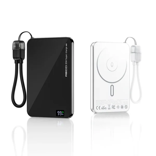 RECCI 2-in-1 5000mAh Power Bank with 20W Wireless Charging