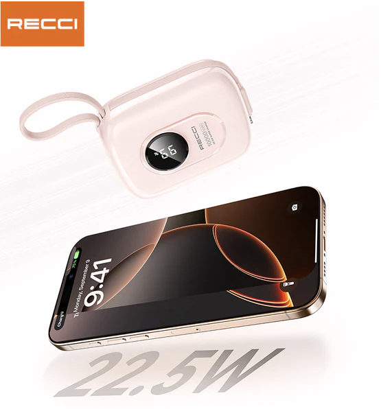 RECCI 10000mAh Fast Charging Power Bank 22.5W PD Portable Charger