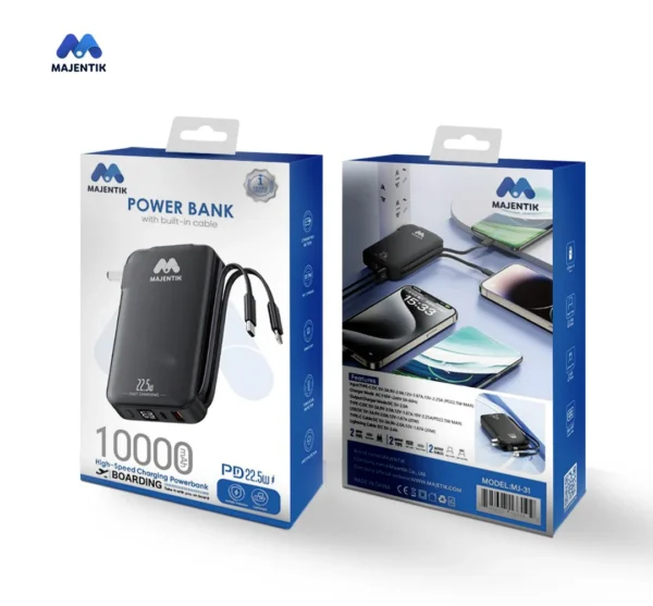 Majentik Power Bank MJ-31 10000mAh with Built-in Cables