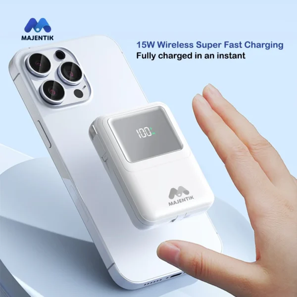 Majentik Power Bank MJ-28 10000 mAh with Wireless Charging & Digital Display