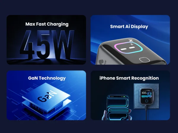 Majentik 45W Smart Charger with Intelligent Display