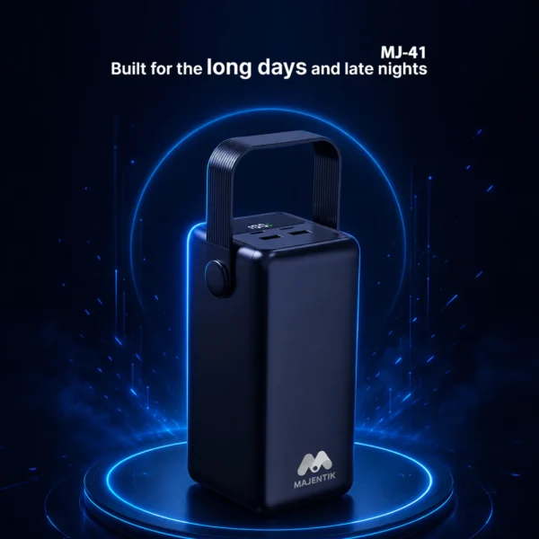 Majentik 60000mAh Power Bank with 22.5W PD Fast Charging & Built-in Cables