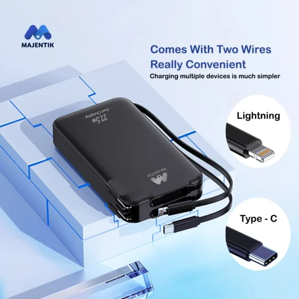 Majentik Power Bank MJ-31 10000mAh with Built-in Cables