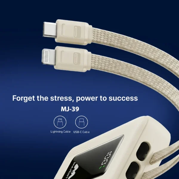 Majentik 30000mAh Power Bank with 22.5W PD Fast Charging & Built-in Cables