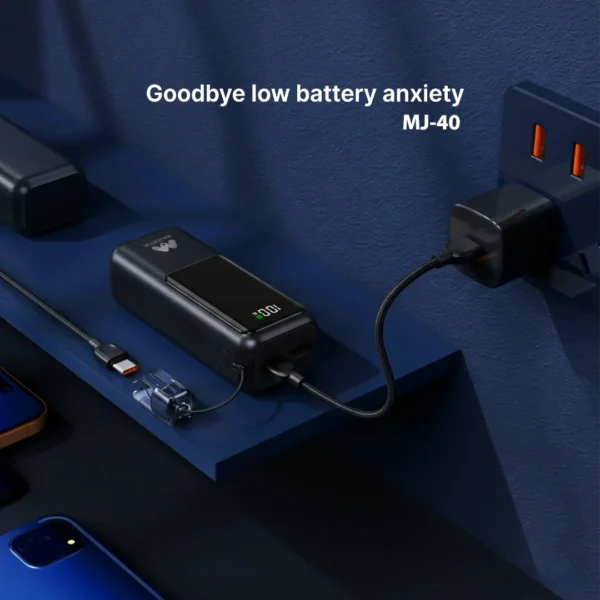 Majentik 10000mAh Portable Power Bank with Built-in Cable MJ-40