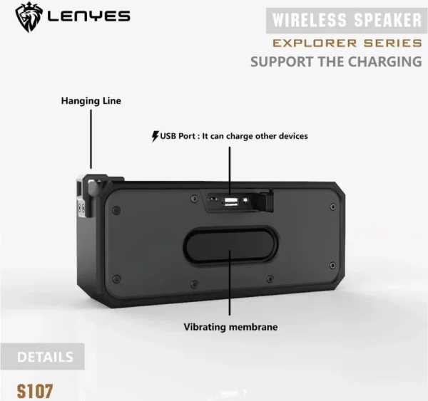 Lenyes Bluetooth 5.3 20W IPX6 Portable Speaker S107