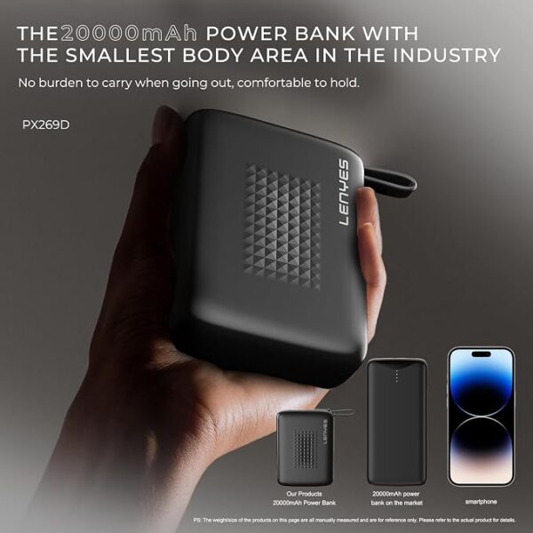 Lenyes 20000mAh 22.5W Built-In Type-C Cable Power Bank PX269D