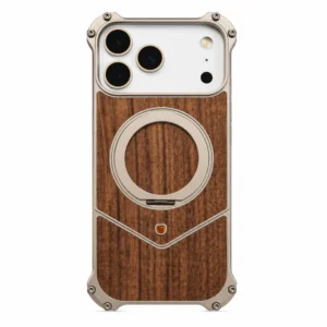 Magnetic Metal Premium Wooden Frameless Case For Iphone 17 Pro max