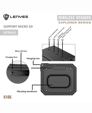 Lenyes Bluetooth 5.3 IPX6 Compact Portable Speaker S105
