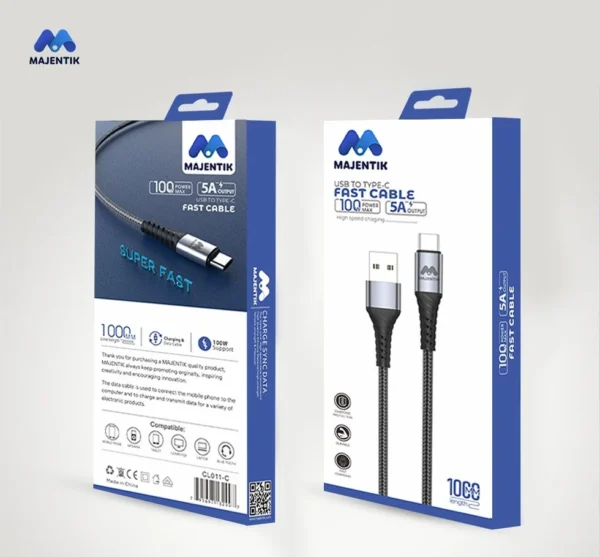 Majentik CL011-C USB-A to USB-C Fast Charging Cable 100W