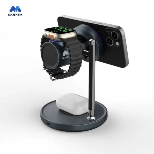 Majentik 3-in-1 Wireless Charging Stand 25W with Smart Cooling System