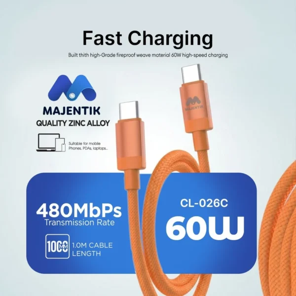 Majentik CL-026 C USB-C to USB-C Flat Blade Cable