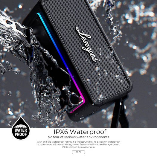 Lenyes 90W Portable Bluetooth Speaker with RGB Lights and Power Bank S876