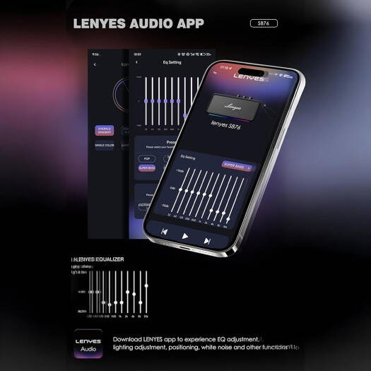 Lenyes 90W Portable Bluetooth Speaker with RGB Lights and Power Bank S876