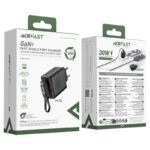 ACEFAST GaN 30W Wall Charger with Built-in USB-C Cable A110