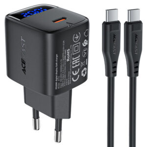 ACEFAST GaN 20W USB-C Wall Charger with LED Display and Cable A113