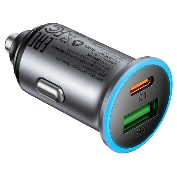 ACEFAST 65W Dual USB-C Aluminum Car Charger B15