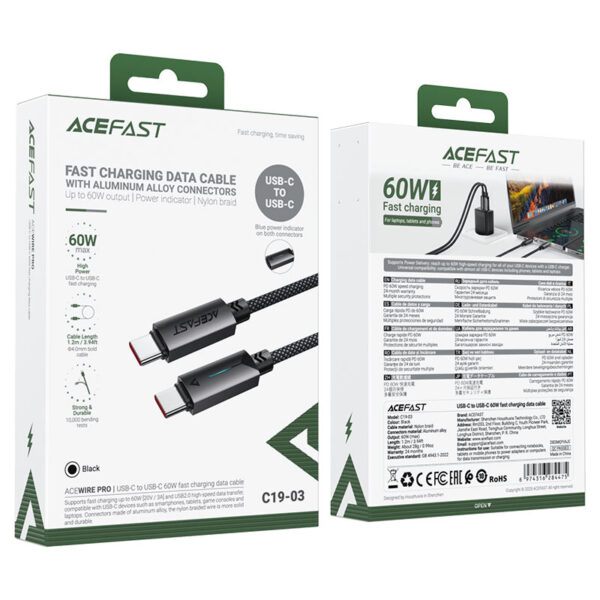 ACEFAST Charging Data Cable C19-03 USB-C to USB-C 60W