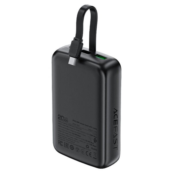 ACEFAST 20000mAh 22.5W Fast Charge Power Bank with Built-in Cable M14