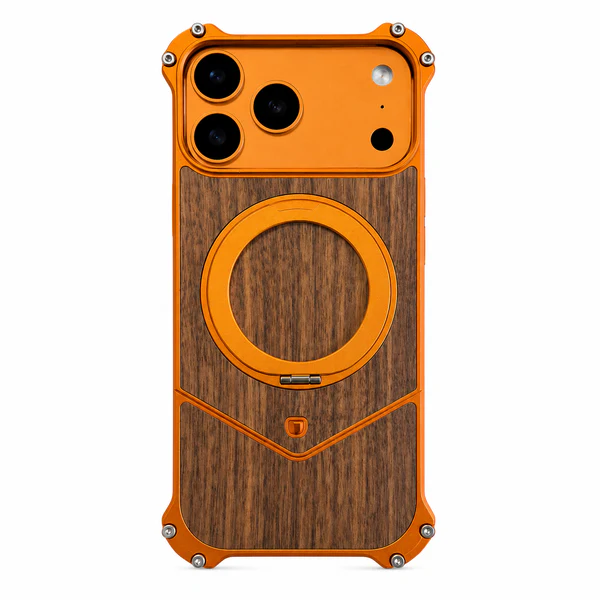 Magnetic Metal Premium Wooden Frameless Case For Iphone 17 Pro max