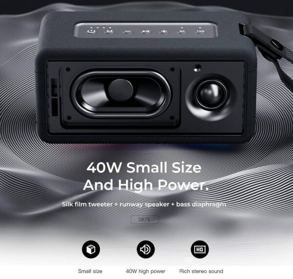 Lenyes Portable Bluetooth Speaker 40W HD Sound with RGB Lights and Power Bank S875