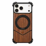 Magnetic Metal Premium Wooden Frameless Case For Iphone 17 Pro max