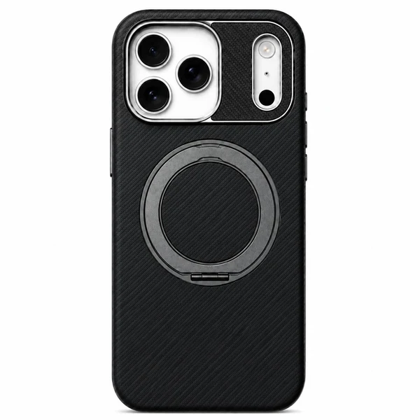 Carbon Fiber MagSafe Case with 360° Rotating Ring Stand for iPhone 17 Pro Max
