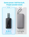 Anker Zolo Power Bank (20K, 45W, Built-In Dual USB-C Cables)A110M